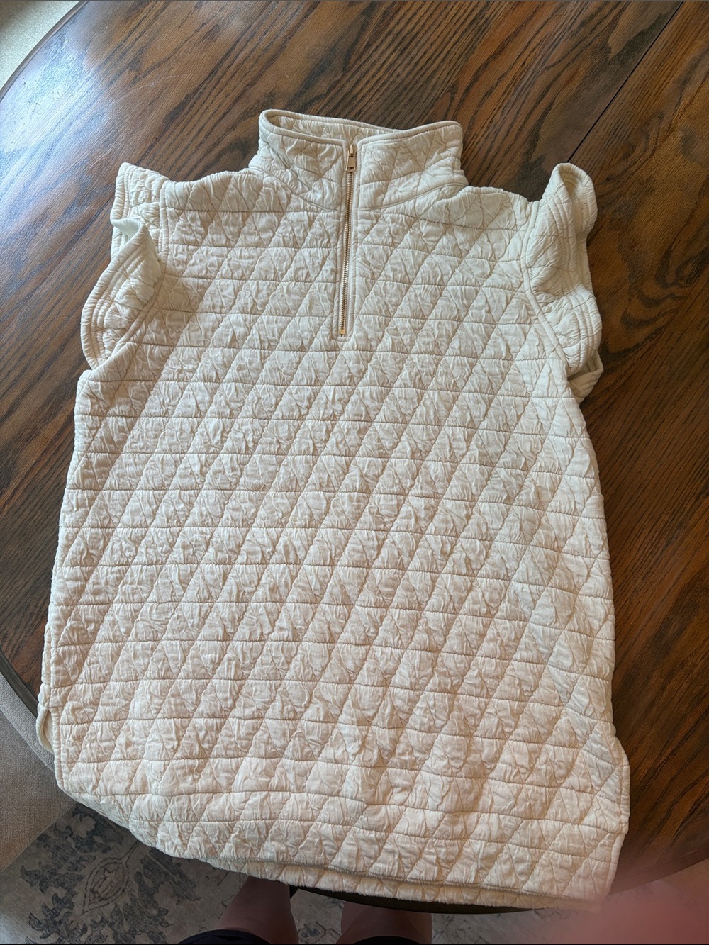 Sleeveless Quilted Mock-Neck Tunic in Cream